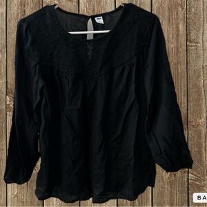 Old Navy Black 3/4 sleeve top cotton no stretch size small